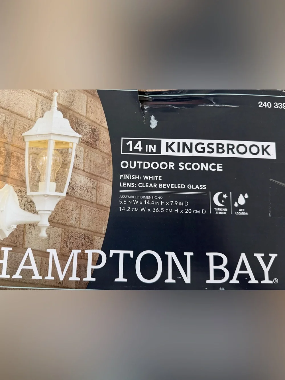 New Hampton Bay Kingsbrook 14” White Exterior Wall Lantern light